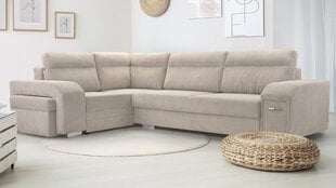 Угловой диван SOFTI - многофункциональный мягкий уголок из вельвета 305x205 (цвет: бежевый, оттоманка: слева) цена и информация | Угловые диваны | pigu.lt