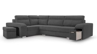 Угловой диван SOFTI - многофункциональный мягкий уголок из вельвета 305x205 (цвет: светло-серый, оттоманка: правая) цена и информация | Угловые диваны | pigu.lt
