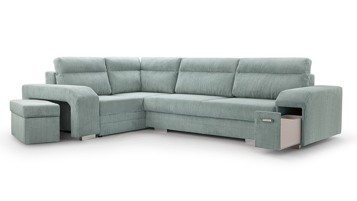 Kampinė sofa Softi, mėlyna kaina ir informacija | Minkšti kampai | pigu.lt