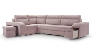 Угловой диван SOFTI - многофункциональный мягкий уголок из вельвета 305x205 (цвет: розовый, оттоманка: справа) цена и информация | Угловые диваны | pigu.lt