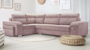 Угловой диван SOFTI - многофункциональный мягкий уголок из вельвета 305x205 (цвет: розовый, оттоманка: справа) цена и информация | Угловые диваны | pigu.lt