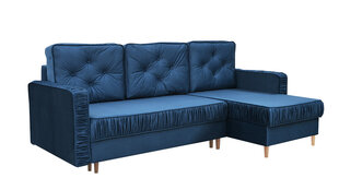 Угловой диван MALAGA - L-образный мягкий уголок, гостиная зона, кушетка со спальной функцией и основанием для кровати (цвет: navy, оттоманка: UNI) цена и информация | Угловые диваны | pigu.lt