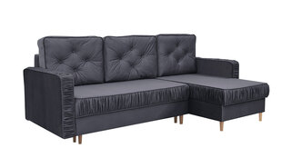 Угловой диван MALAGA - L-образный мягкий уголок, гостиная зона, кушетка со спальной функцией и основанием для кровати (цвет: темно-серый, оттоманка: UNI) цена и информация | Угловые диваны | pigu.lt
