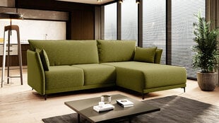 Угловой диван LOTTA - L-образная гостиная, мягкий уголок, кушетка со спальной функцией и спальным местом (цвет: оливковый, оттоманка: справа) цена и информация | Угловые диваны | pigu.lt