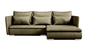 Угловой диван MOKKA - L-образная гостиная зона, мягкий уголок, кушетка со спальной функцией и спальным местом (цвет: оливковый, оттоманка: справа) цена и информация | Угловые диваны | pigu.lt