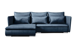 Угловой диван MOKKA - L-образная гостиная зона, мягкий уголок, кушетка со спальной функцией и спальным местом (цвет: темно-синий, оттоманка: слева) цена и информация | Угловые диваны | pigu.lt