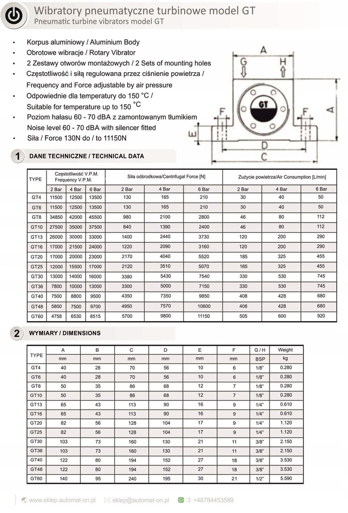 Pneumatinis turbininis vibratorius GT20, 1 vnt. kaina ir informacija | Mechaniniai įrankiai | pigu.lt