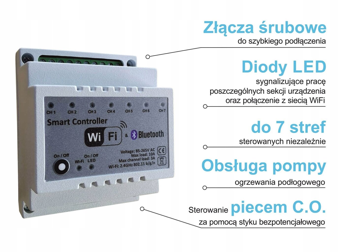 Grindų šildymo valdiklis Smart Track Tunya Wifi, 3 kontūrai kaina ir informacija | Grindų ir veidrodžių šildymo kilimėliai | pigu.lt