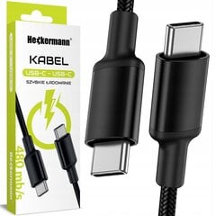 Кабель Heckermann USB-C - USB-C, 3.0, 480 мб/с, 2 м цена и информация | Кабели и провода | pigu.lt