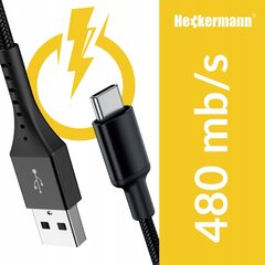 Кабель Heckermann USB - USB-C Oplot, Йгшсл срфкпу 3.0, 480 mb/s, 2 м цена и информация | Кабели и провода | pigu.lt