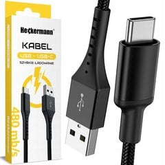 Кабель Heckermann USB - USB-C Oplot, Йгшсл срфкпу 3.0, 480 mb/s, 2 м цена и информация | Кабели и провода | pigu.lt