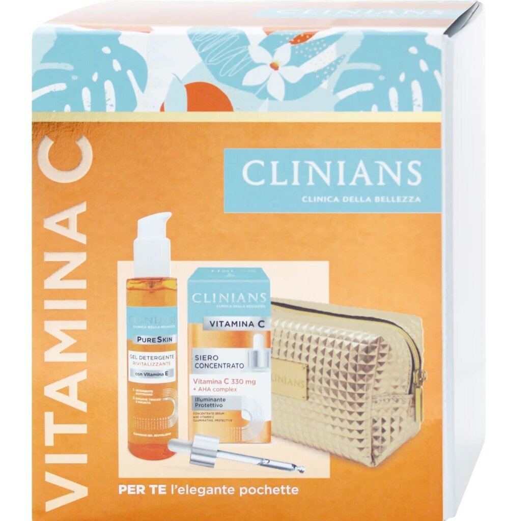 Kosmetikos rinkinys Clinians Vitamin C: veido valymo gelis, 150 ml + serumas, 30 ml + kosmetinė kaina ir informacija | Veido kremai | pigu.lt