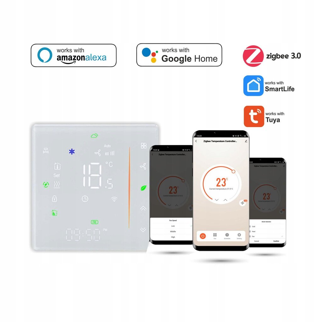 Kambario termostatas Tuya 3A, baltas kaina ir informacija | Grindų ir veidrodžių šildymo kilimėliai | pigu.lt