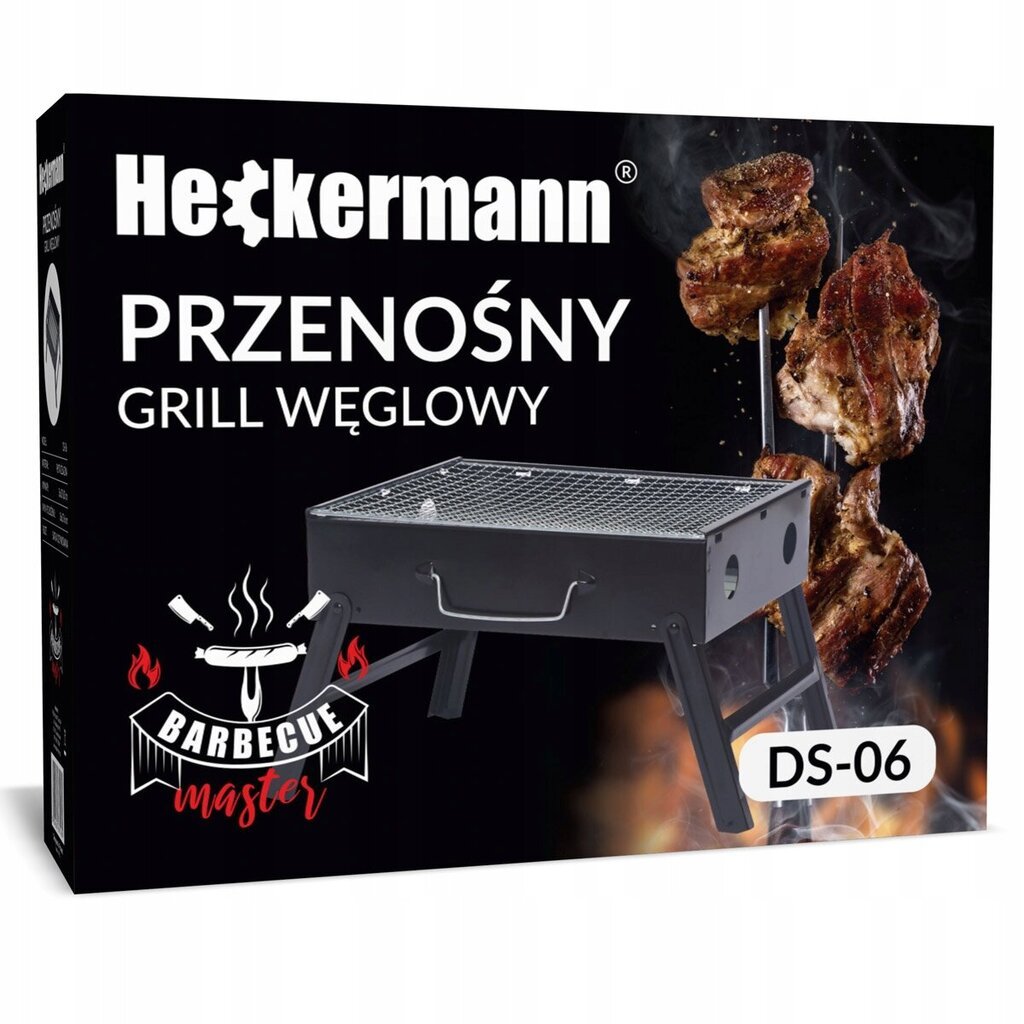 Nešiojamoji kepsninė Heckermann, 35x27x20cm, juoda kaina ir informacija | Kepsninės, griliai | pigu.lt