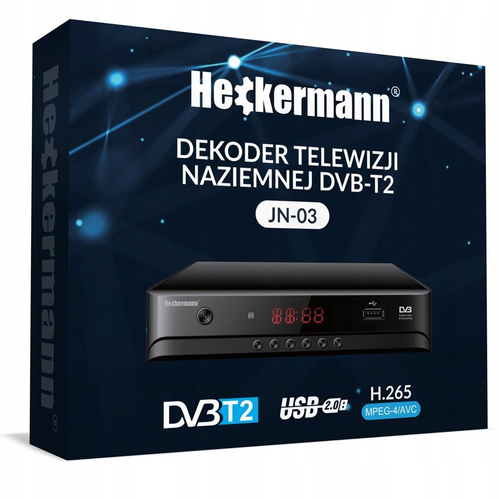 Heckermann Tuner DVBT2 HEVC kaina ir informacija | TV imtuvai | pigu.lt