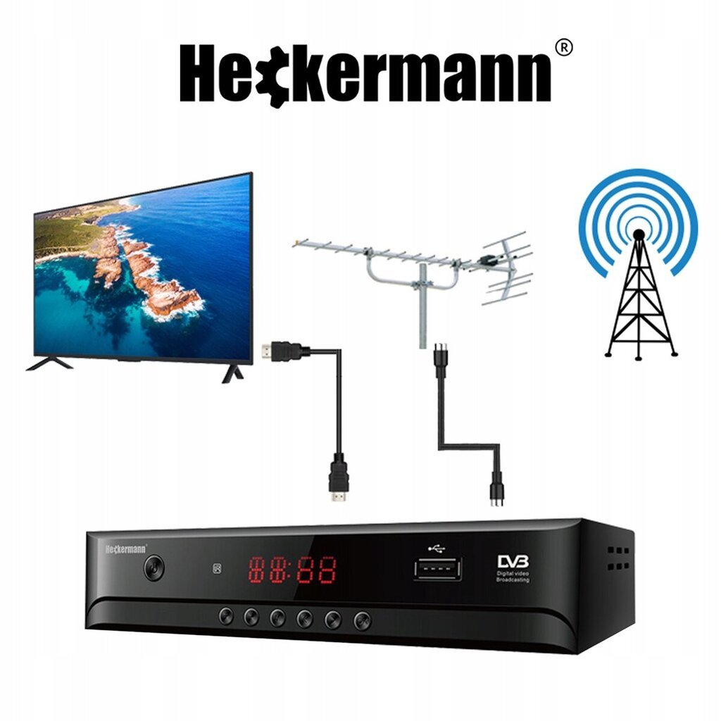Heckermann Tuner DVBT2 HEVC kaina ir informacija | TV imtuvai | pigu.lt