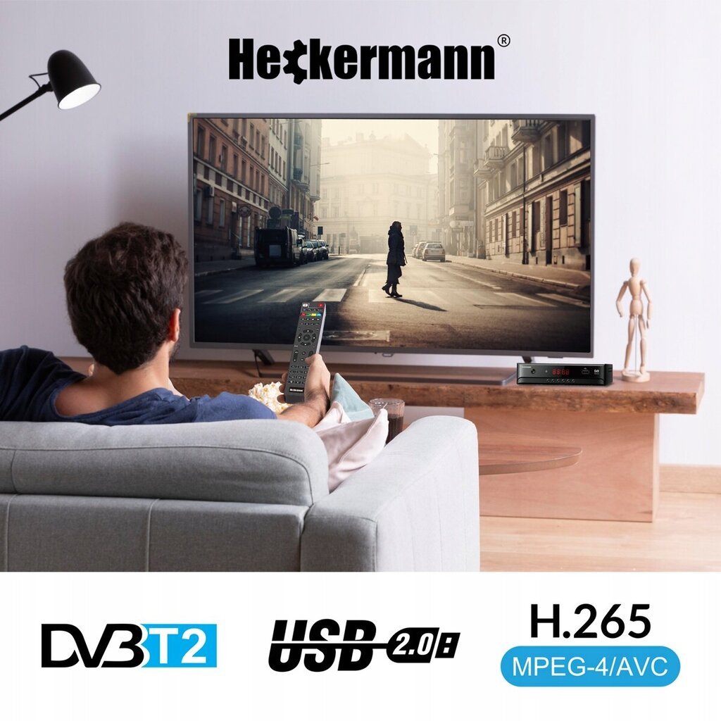 Heckermann Tuner DVBT2 HEVC kaina ir informacija | TV imtuvai | pigu.lt