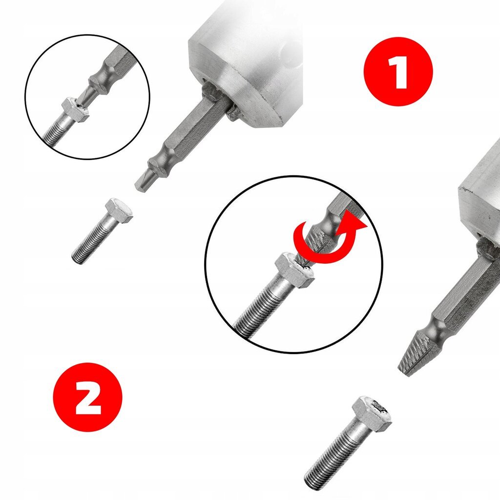 Sraigtų ištraukiklių rinkinys lūžusiems varžtams ištraukti 6 el. kaina ir informacija | Mechaniniai įrankiai | pigu.lt