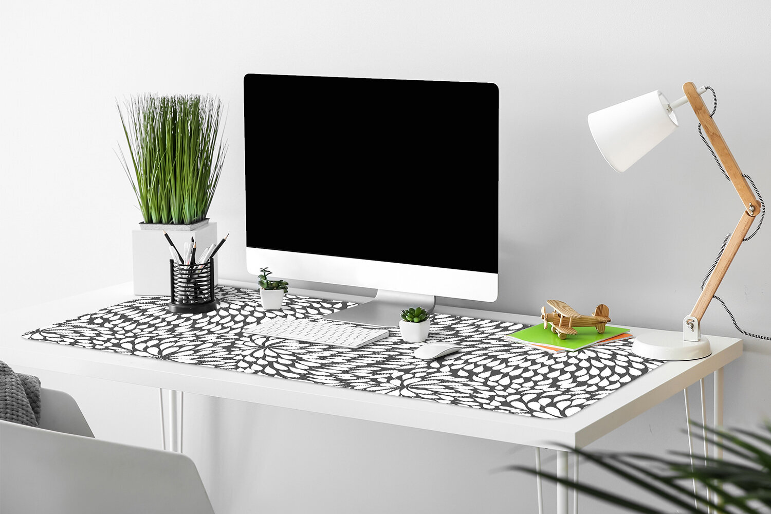Decormat stalo kilimėlis, juodas, baltas, 90x45 cm kaina ir informacija | Staltiesės, servetėlės | pigu.lt