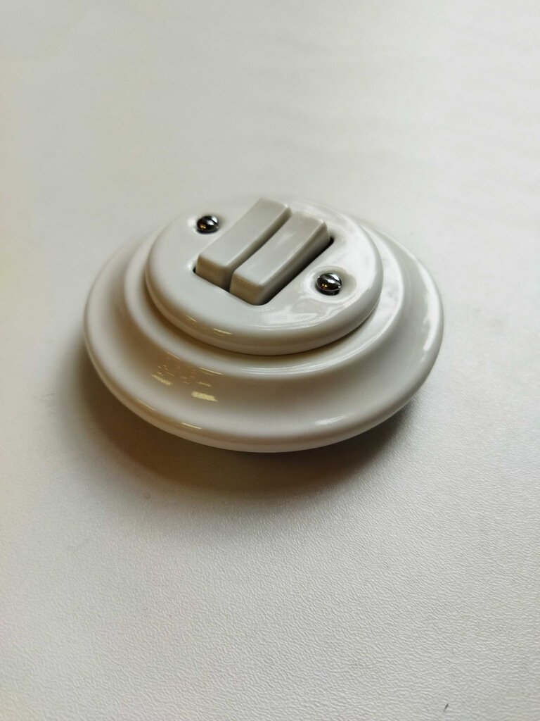 Olde Worlde Button Switch 2 Gang K1-R220Q sieninis jungiklis Balta , kaina ir informacija | Elektros jungikliai, rozetės | pigu.lt