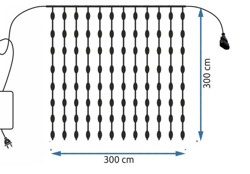 Kalėdinė girlianda, 300 LED, 3 m kaina ir informacija | Girliandos | pigu.lt