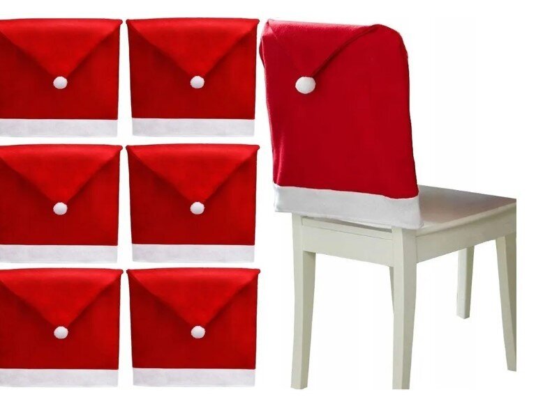 Kalėdų senelio kepuraitės kėdėms kaina ir informacija | Kalėdinės dekoracijos | pigu.lt