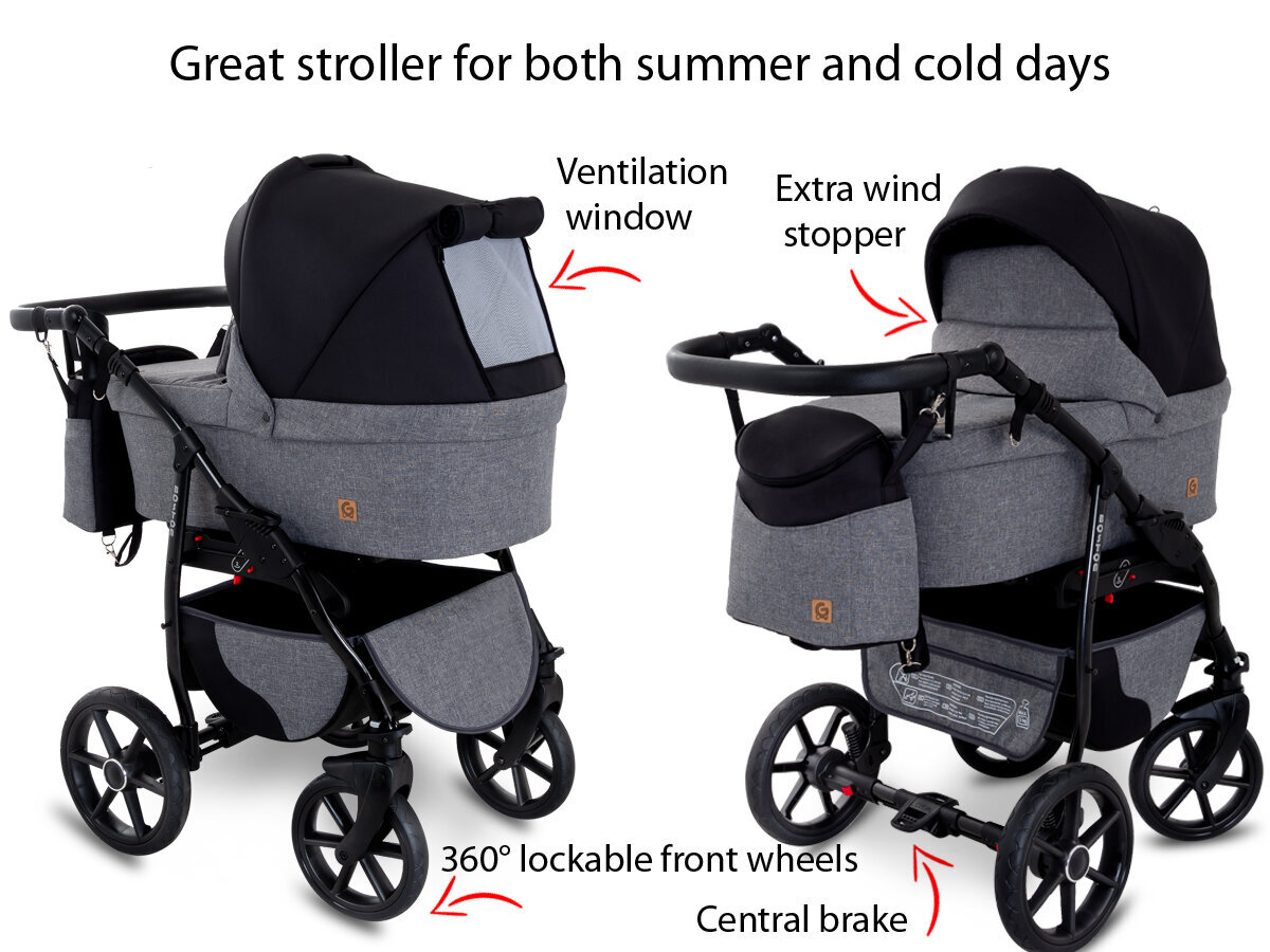 Universalus vežimėlis Boston Travel System 3in1, Green kaina ir informacija | Vežimėliai | pigu.lt