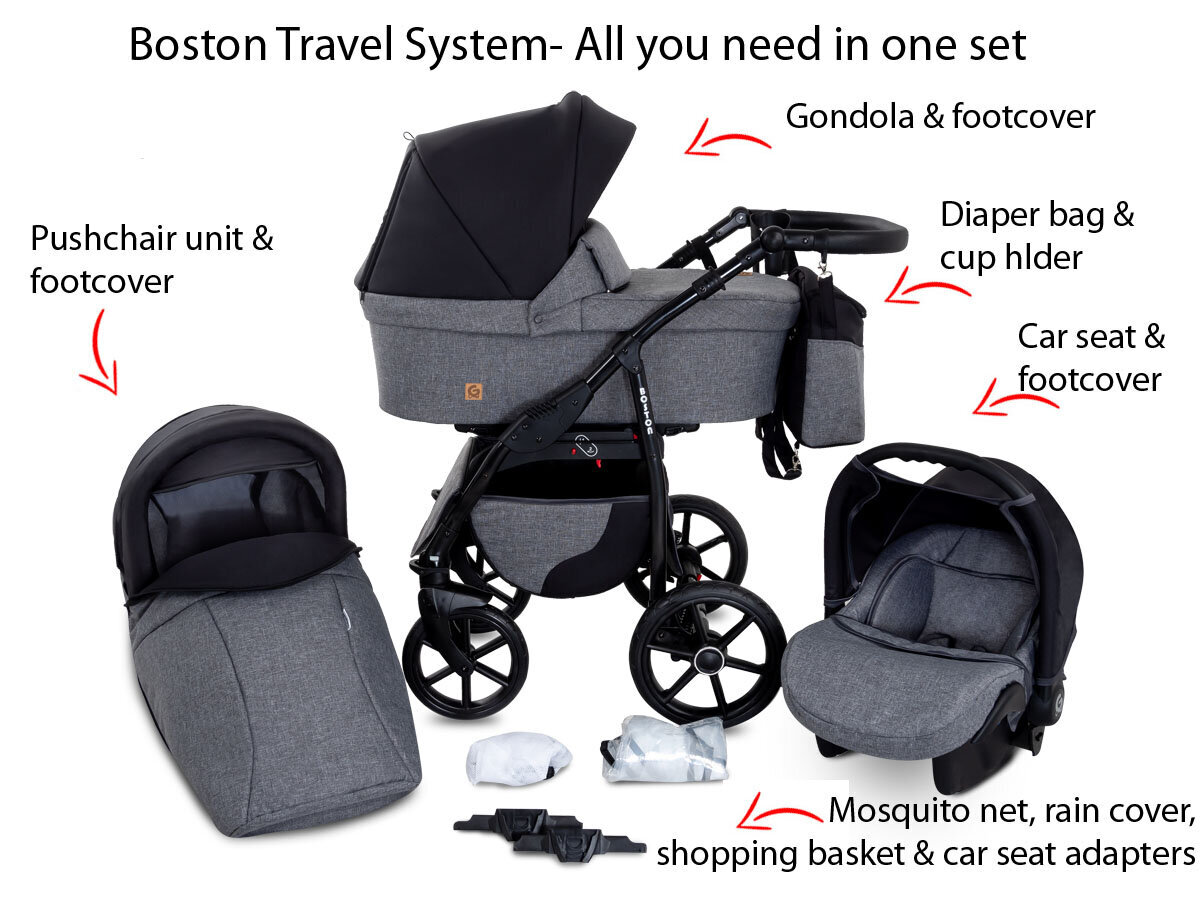 Universalus vežimėlis 3 in 1 GaGaDumi Boston Travel System kaina ir informacija | Vežimėliai | pigu.lt