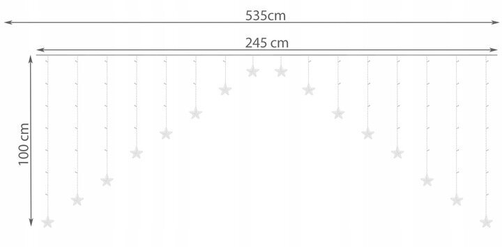 Vandeniui atspari lauko girlianda Varvekliai ir žvaigždės, 136 LED, 5.35 m kaina ir informacija | Girliandos | pigu.lt