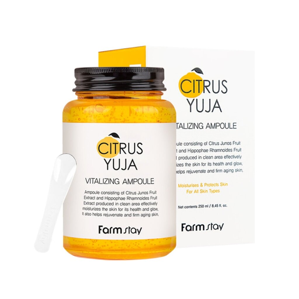 Veido serumas su yuzu ekstraktu FarmStay Citrus Yuja Vitalizing Ampoule, 250 ml kaina ir informacija | Veido aliejai, serumai | pigu.lt