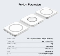 Magnetic wireless charger 3 in 1 kaina ir informacija | Krovikliai telefonams | pigu.lt