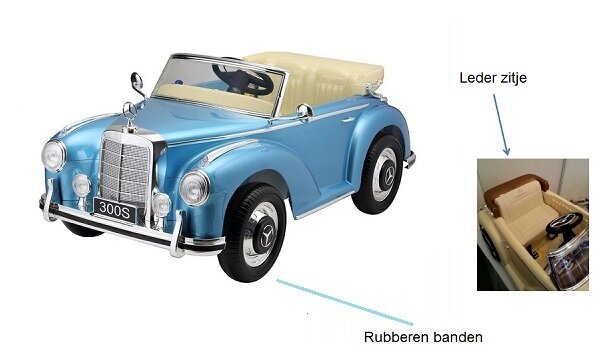 Vienvietis vintažinis elektromobilis vaikams Mercedes 300S, mėlynas kaina ir informacija | Elektromobiliai vaikams | pigu.lt