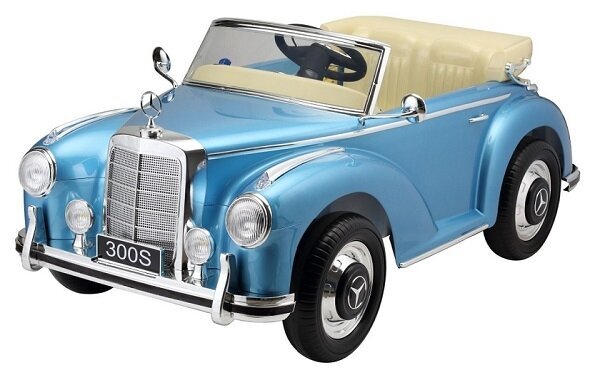 Vienvietis vintažinis elektromobilis vaikams Mercedes 300S, mėlynas kaina ir informacija | Elektromobiliai vaikams | pigu.lt