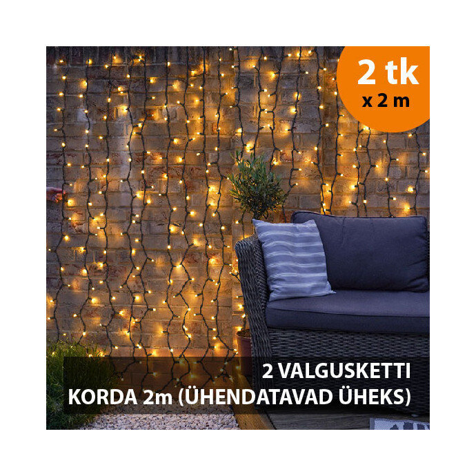 Kalėdinė girlianda, Lempučių užuolaida, 400 LED, 4x2 m цена и информация | Girliandos | pigu.lt