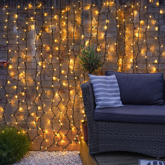 Kalėdinė girlianda, Lempučių užuolaida, 1000 LED, 10x2 m kaina ir informacija | Girliandos | pigu.lt