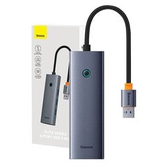 4in1 Hub Baseus  UltraJoy USB-A to USB 3.0 + RJ45 (space grey) цена и информация | Адаптеры, USB-разветвители | pigu.lt