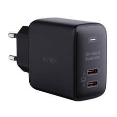 Wall Charger Aukey PA-B4T, 2xUSB-C, 45W (black) цена и информация | Зарядные устройства для телефонов | pigu.lt