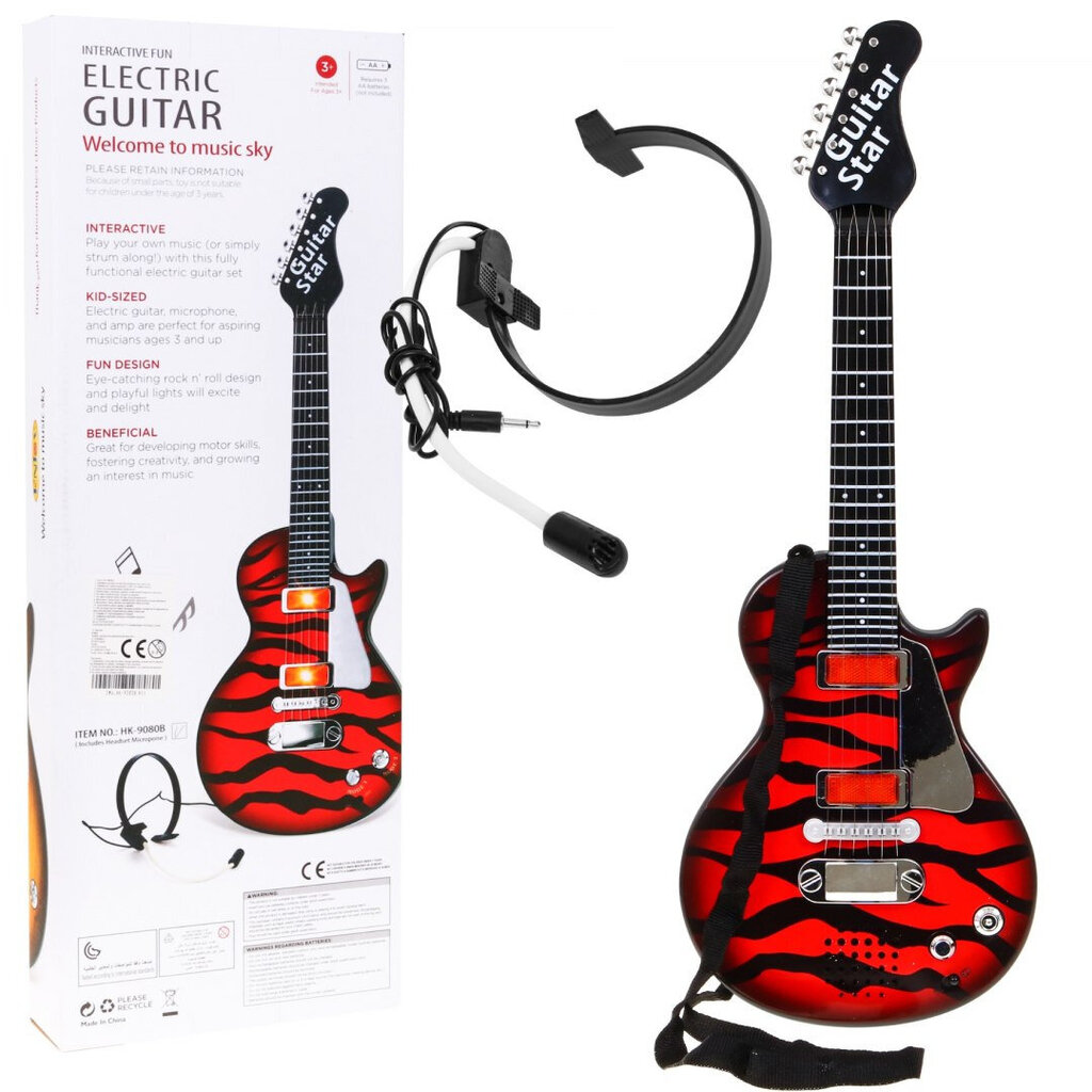 Vaikiška elektrinė gitara Rock Red цена и информация | Lavinamieji žaislai | pigu.lt