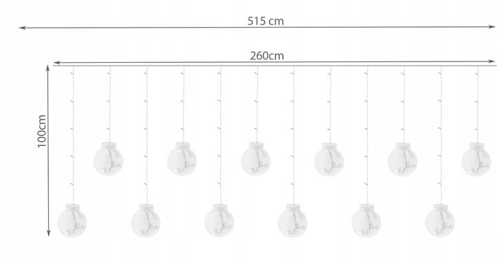 Vandeniui atspari lauko girlianda Lemputės burbulai, 108 LED, 5.15 m, daugiaspalvė kaina ir informacija | Girliandos | pigu.lt