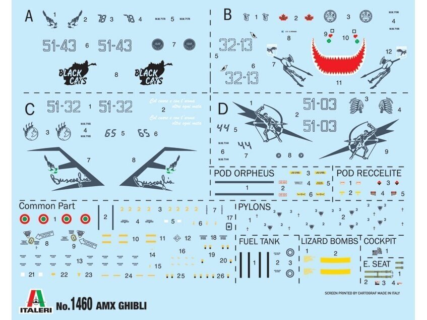 Konstruktorius Italeri AMX Ghibli Plane kaina ir informacija | Konstruktoriai ir kaladėlės | pigu.lt