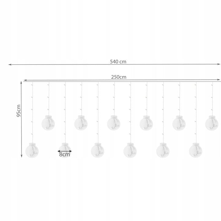 Vandeniui atspari lauko girlianda Lemputės burbulai, 108 LED, 5.4 m, šilta balta kaina ir informacija | Girliandos | pigu.lt