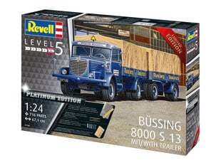 Сборная пластиковая модель. Revell - Büssing 8000 S 13 & Trailer Platinum Edition, 1/24, 07580 цена и информация | Конструкторы и кубики | pigu.lt