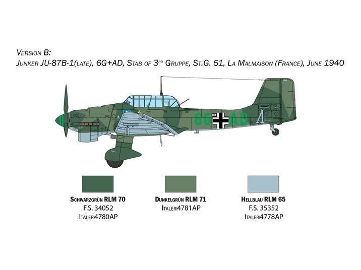 Konstruktorius Italeri Junkers Ju87B Stuka 2807 kaina ir informacija | Klijuojami modeliai | pigu.lt