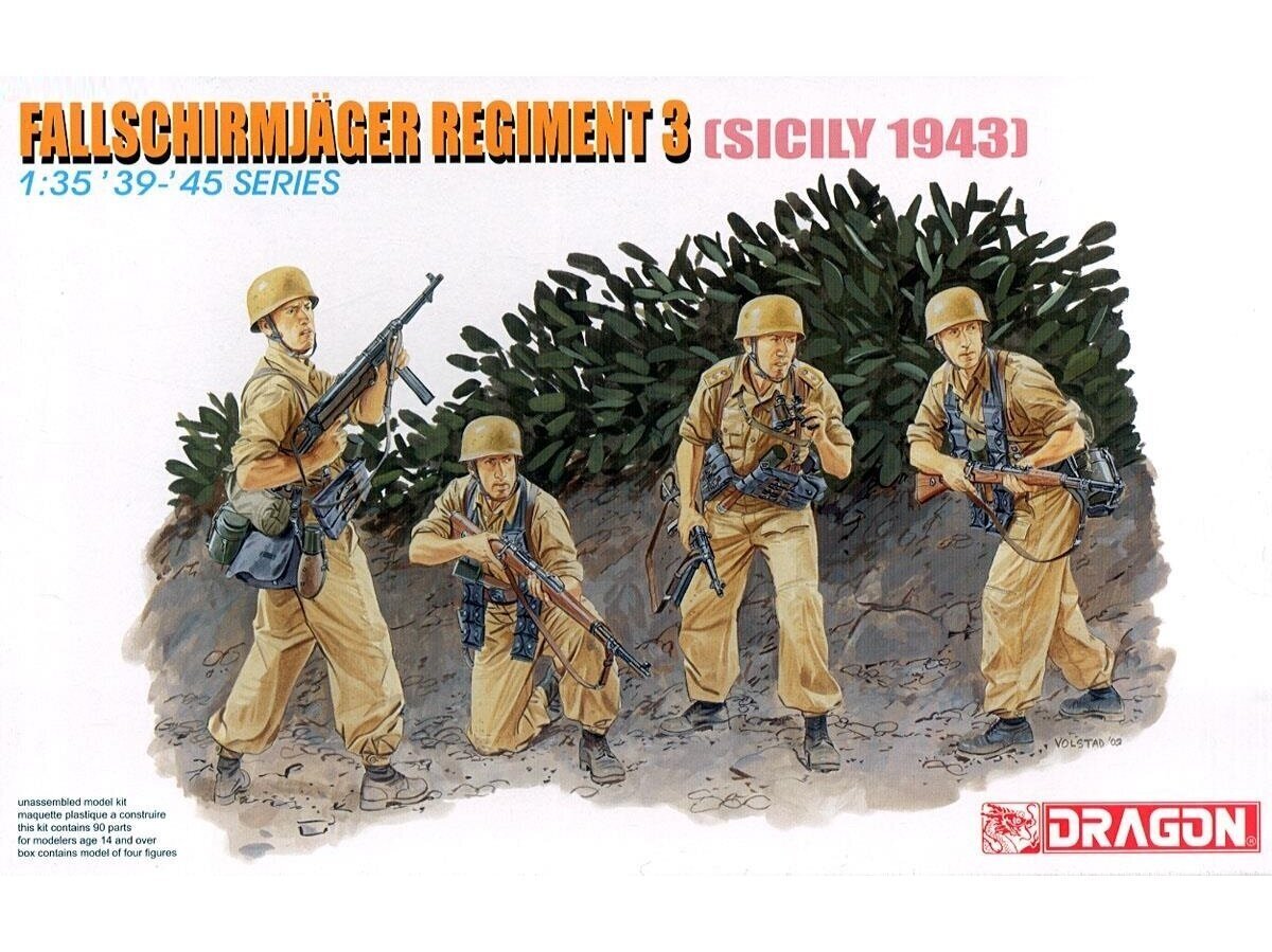 Surenkamas modelis Dragon Fallschirmjäger Regiment 3 Sicily 1943, 1/35, 6195 цена и информация | Konstruktoriai ir kaladėlės | pigu.lt