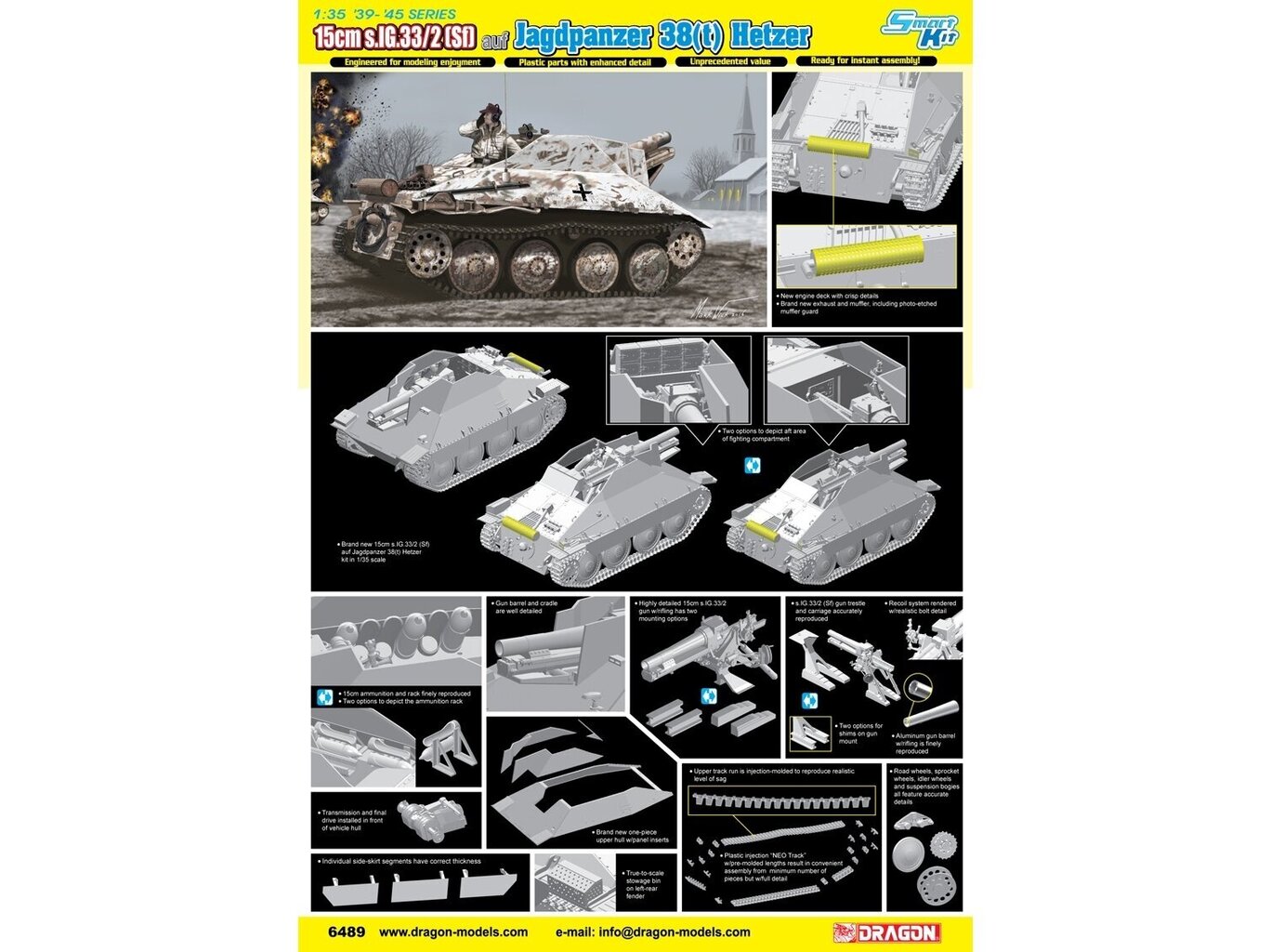 Surenkamas modelis Dragon 15cm s.IG.33/2 Sf auf Jagdpanzer 38t Hetzer, 1/35, 6489 kaina ir informacija | Konstruktoriai ir kaladėlės | pigu.lt