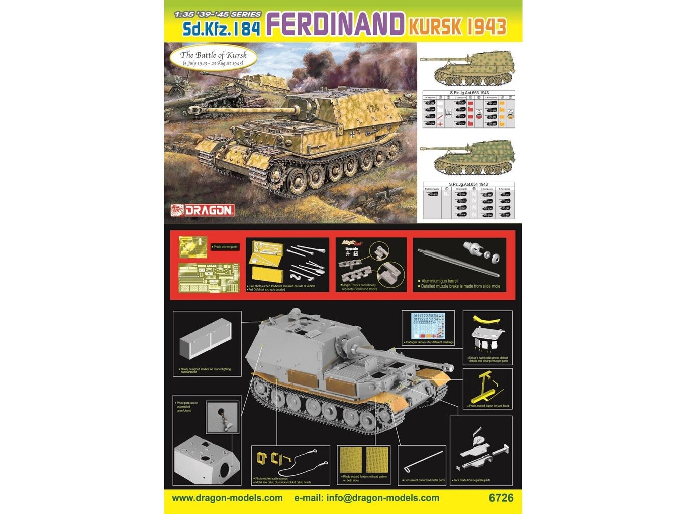 Surenkamas modelis Dragon Sd.Kfz.184 Ferdinand, 1/35, 6726 цена и информация | Konstruktoriai ir kaladėlės | pigu.lt