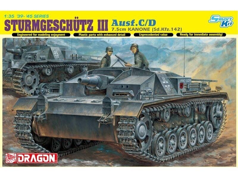 Surenkamas modelis Dragon Sturmgeschütz III Ausf C/D 7.5cm Kanone SdKfz 142 w/Magic Track, 1/35, 6851 kaina ir informacija | Konstruktoriai ir kaladėlės | pigu.lt