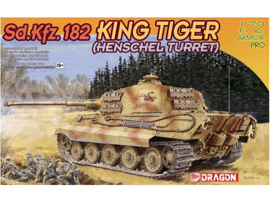 Surenkamas modelis Dragon Sd.Kfz. 182 King Tiger Henschel Turret, 1/72, 7246 kaina ir informacija | Konstruktoriai ir kaladėlės | pigu.lt