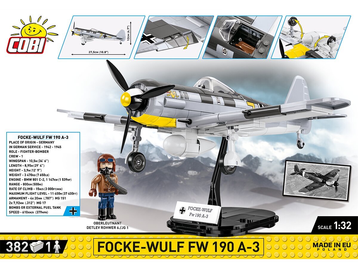 Konstruktorius Cobi Focke-Wulf FW 190-A3 1/32 5741, 382 d. цена и информация | Konstruktoriai ir kaladėlės | pigu.lt