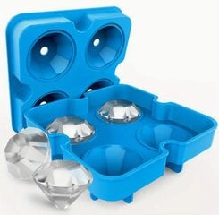 4-решетчатая форма для льда в форме алмаза, синяя цена и информация | Кухонная утварь | pigu.lt